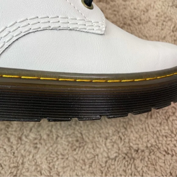 NEW Dr. Martens Docs Zavala White Coated Leather Lace-Up Combat Ankle Boots - Picture 12 of 16